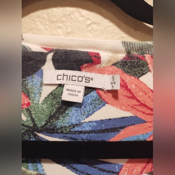 Chico's Floral Short Sleeve Shirt - Women's Size Large - Picture 3 of 3